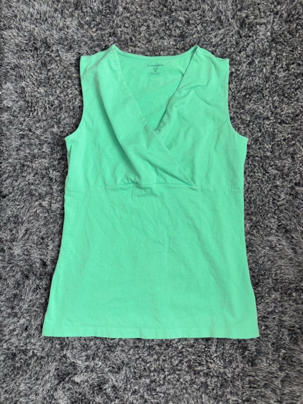 Croft & Burrow Cotton Sleeveless V-Neck Tank Top - Green